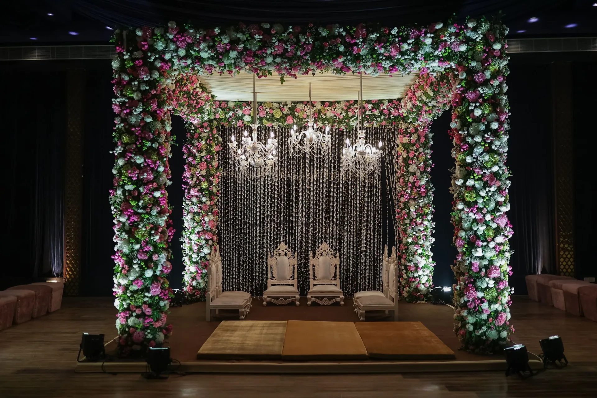Floral mandap designed by Enajori Events wedding planner in Guwahati